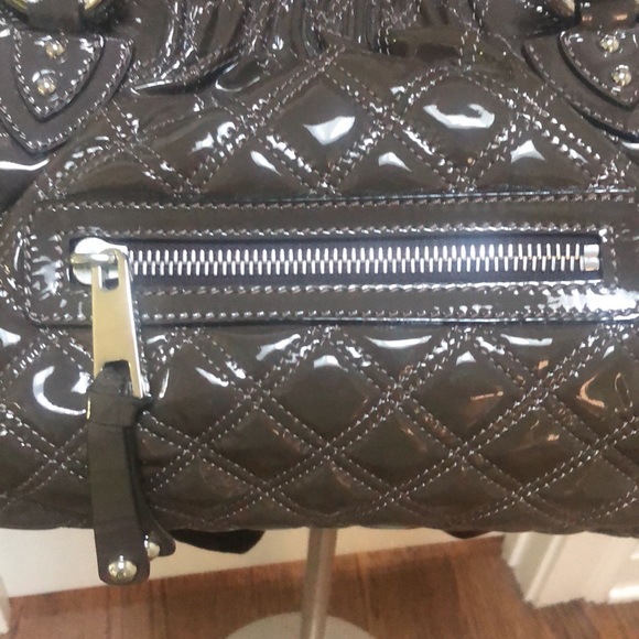 Marc Jacobs Stam Bag Gray Quilted Patent Leather - Picture 2 of 14
